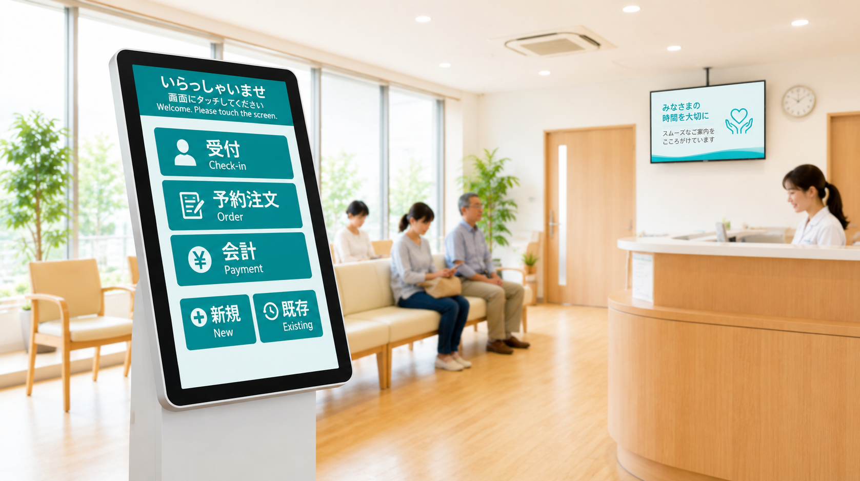 クリニック受付のキオスク端末（POS・受付・サイネージ）